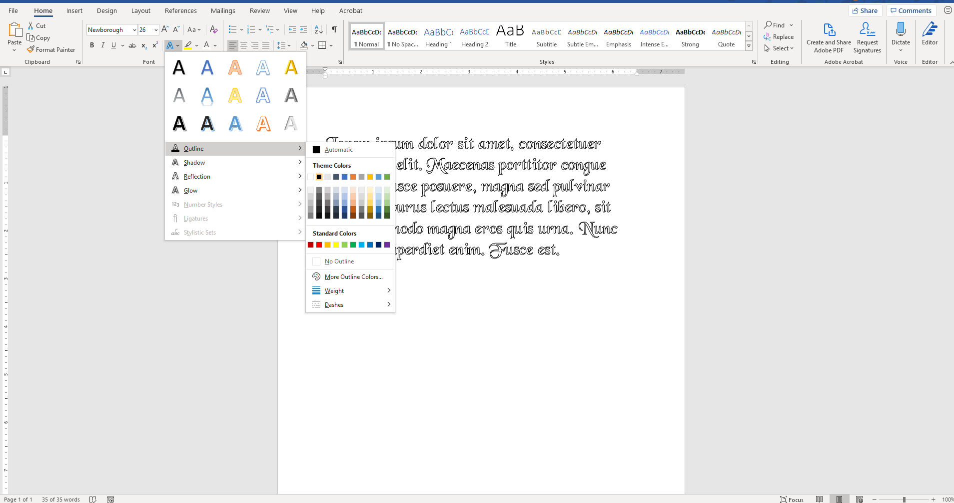 microsoft word fonts